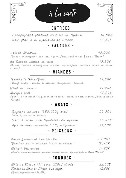 menu 1 of La Maison Meldoise