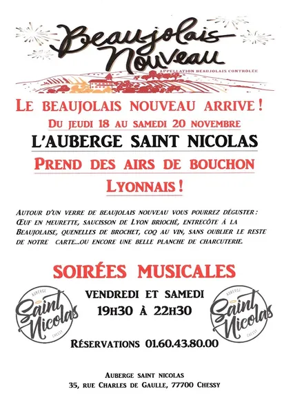 menu 1 of Auberge Saint Nicolas