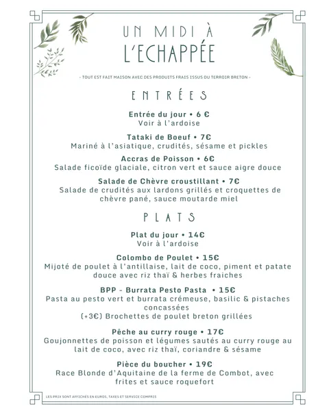 menu 0 of L'Echappée