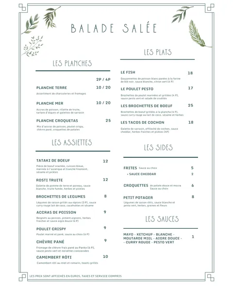 menu 1 of L'Echappée