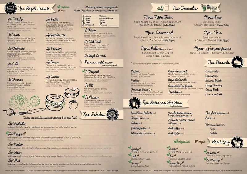 menu 0 of Green Bagel Café Angers