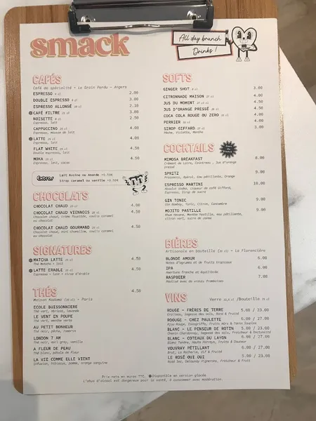 menu 0 of Smack - All Day Brunch