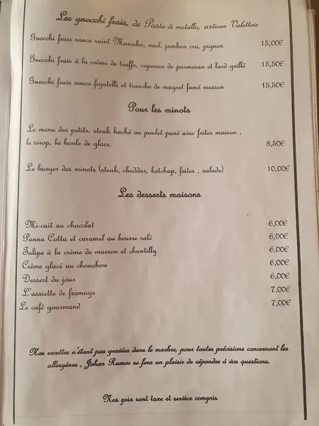 menu 2 of Restaurant La Vieille Fontaine La Valette du var