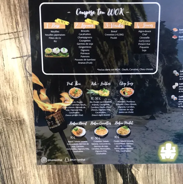 menu 1 of Koh-lanthaï