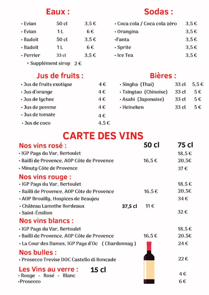 menu 2 of Palais Thaï