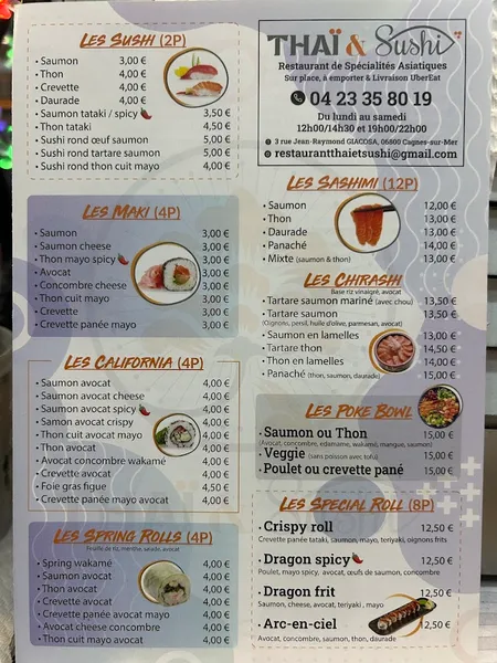 menu 0 of Thaï & Sushi