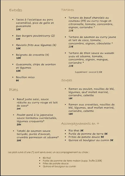 menu 0 of L' Atelier de Margaux