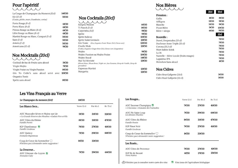 menu 1 of Restaurant La Civelle