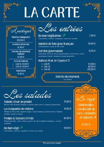 menu 1 of La Guinguette