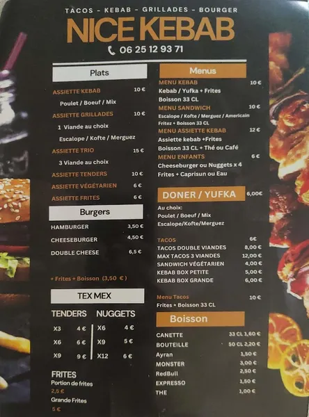 menu 0 of Le Nice kebab