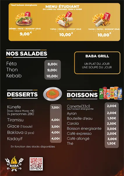 menu 0 of Baba Grill - Restaurant de Grillades à Sélestat