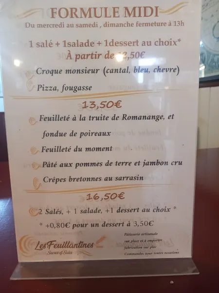 menu 0 of Pâtisserie artisanale les Feuillantines