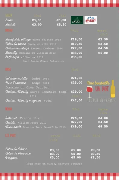 menu 1 of Bistrot Colette