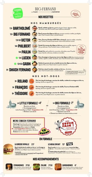 menu 0 of Big Fernand
