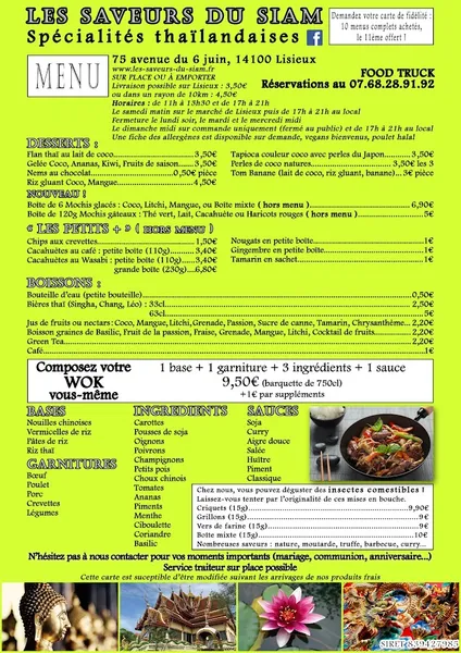 menu 1 of Les Saveurs Du Siam