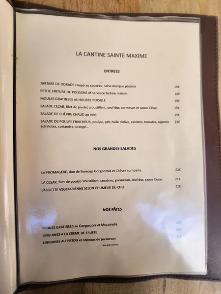 menu 0 of La CANTINE Sainte Maxime