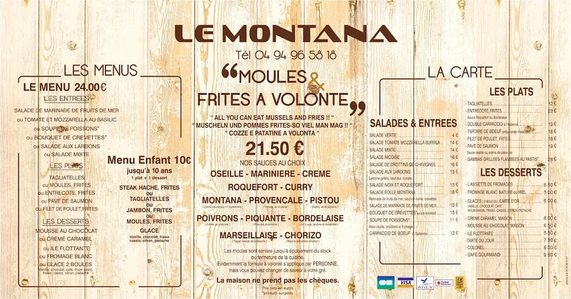 menu 0 of Le Montana