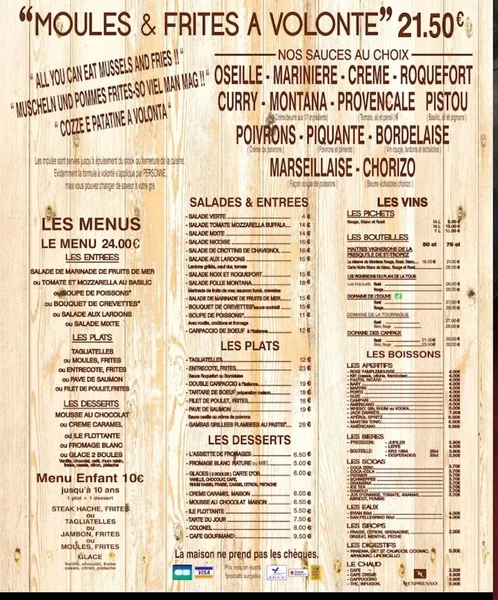 menu 1 of Le Montana
