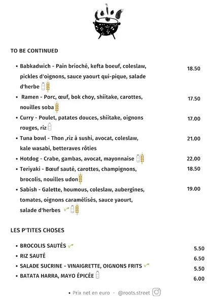 menu 0 of Roots cuisine de rue