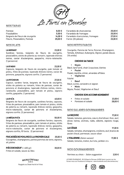 menu 2 of Le Farci en Bouche