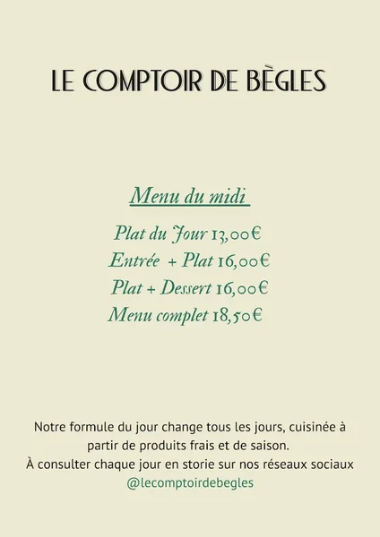 menu 0 of Le comptoir de Bègles