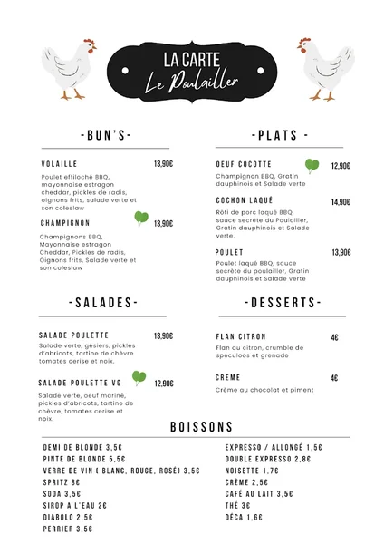 menu 1 of Le Poulailler - Cafétéria & Pub