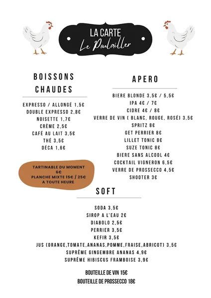 menu 2 of Le Poulailler - Cafétéria & Pub