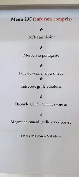 menu 0 of Restaurant Les Ombrages