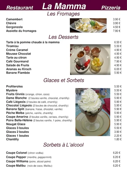 menu 2 of La Mamma