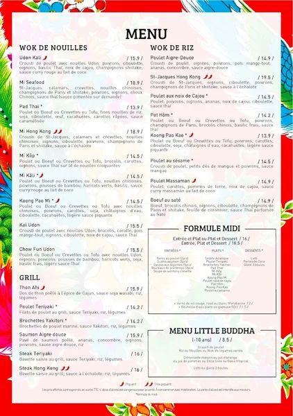menu 2 of Le Wok Restaurant