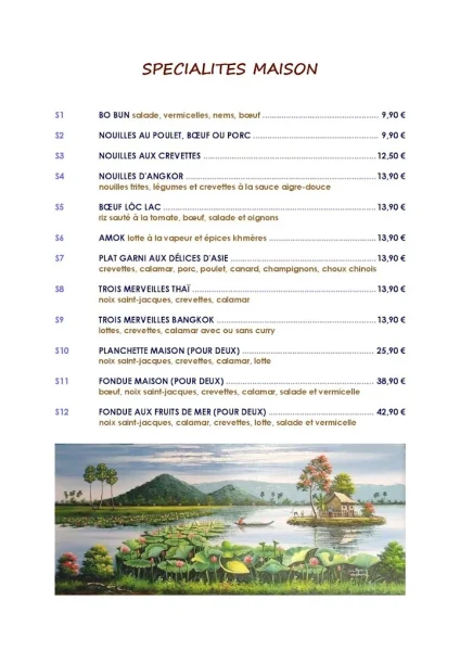 menu 2 of Le Mékong