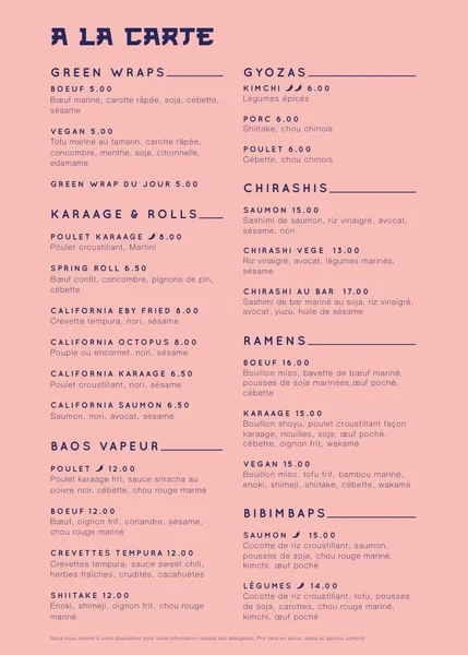 menu 0 of Miss Bao
