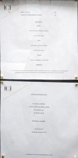 menu 0 of Restaurant ICI