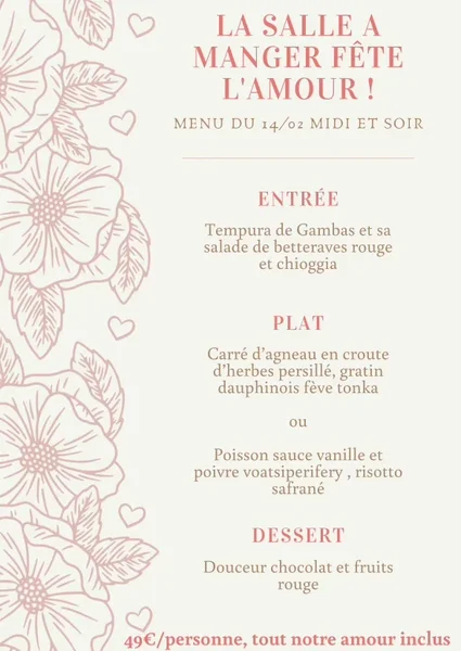 menu 0 of La Salle à Manger - Restaurant - Crest