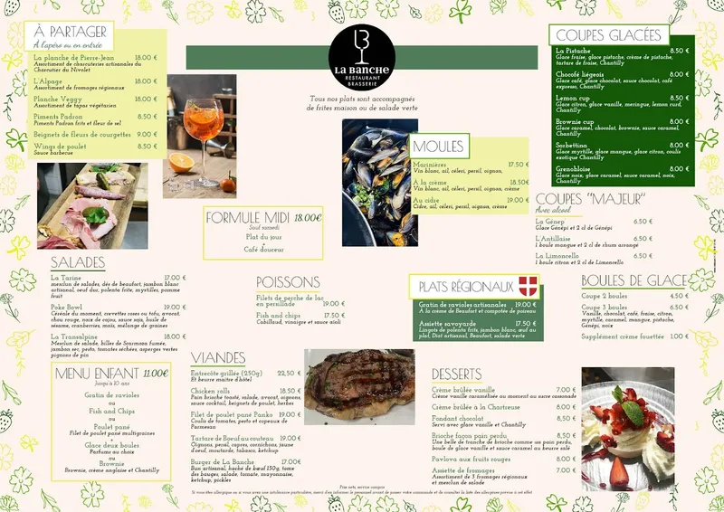 menu 0 of La Banche - Restaurant & Brasserie