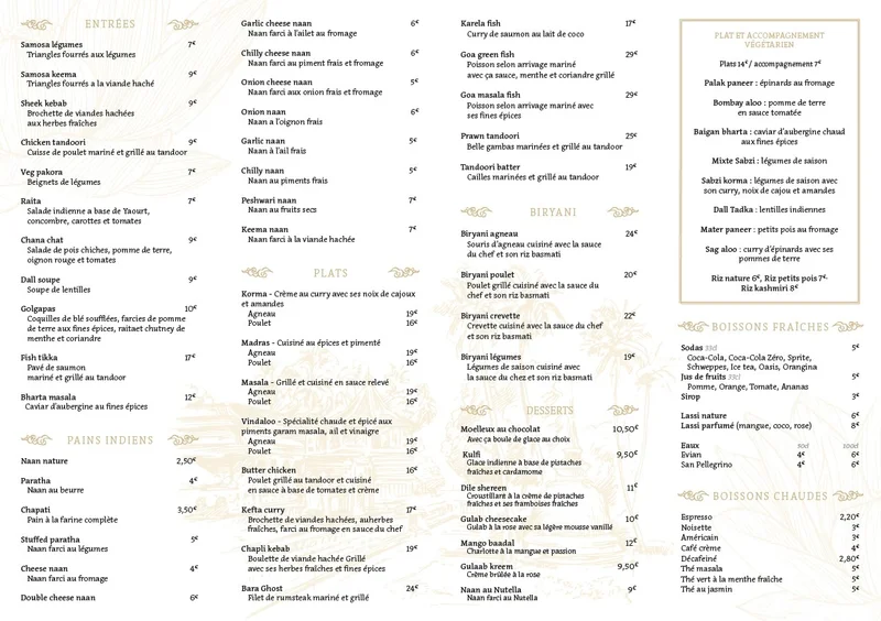 menu 0 of Restaurant Indien Mumbai Café