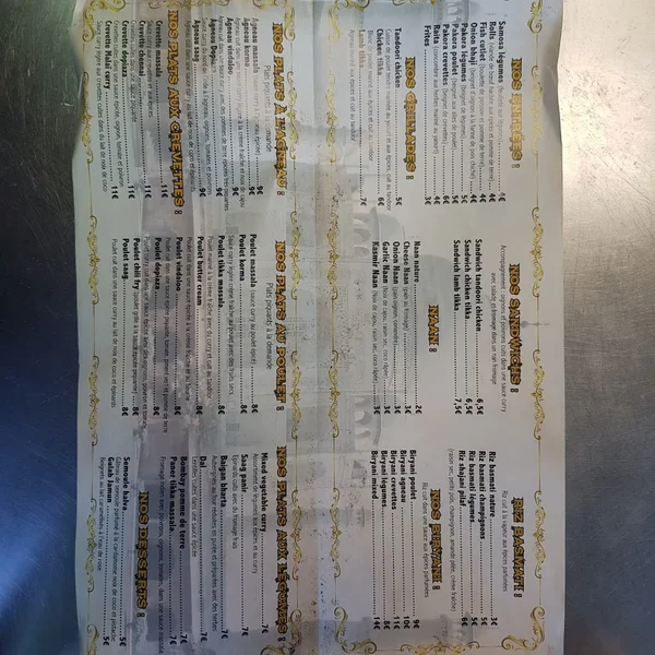 menu 0 of Delicious indian