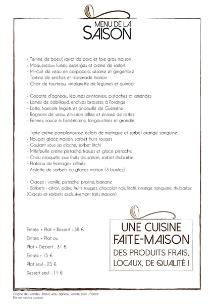 menu 0 of Au fil des Saisons