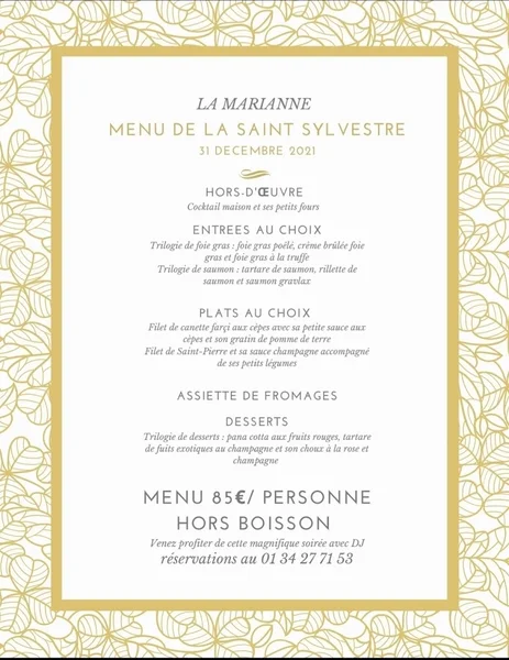 menu 0 of La Marianne