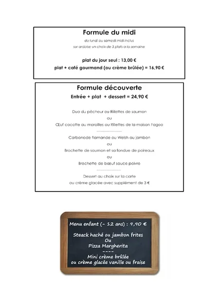 menu 1 of La Taverne de Duchenot