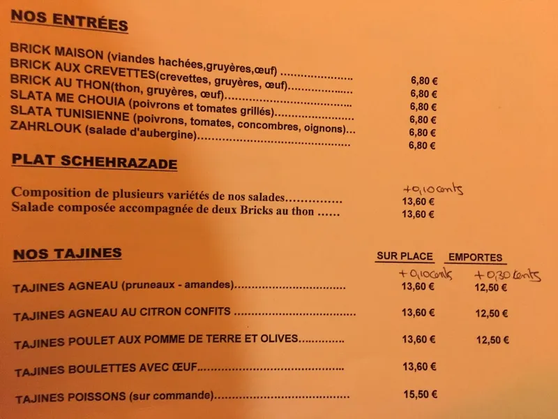 menu 0 of Scheherazade