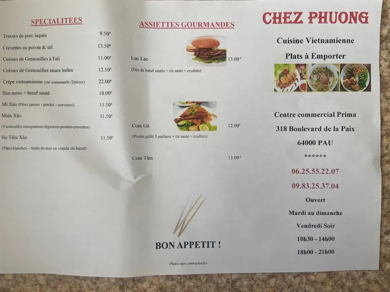 menu 0 of Chez Phuong