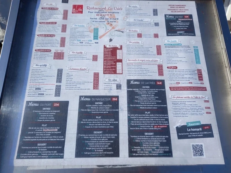 menu 0 of Restaurant La Criée
