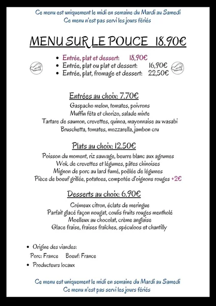 menu 0 of Le Retz Restaurant Pornic