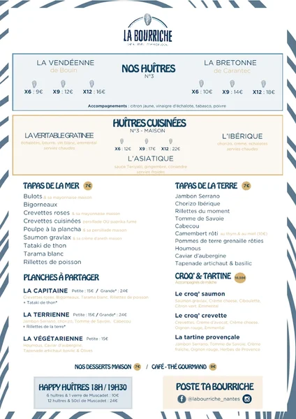 menu 0 of La Bourriche