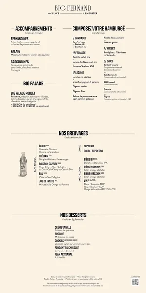 menu 0 of Big Fernand