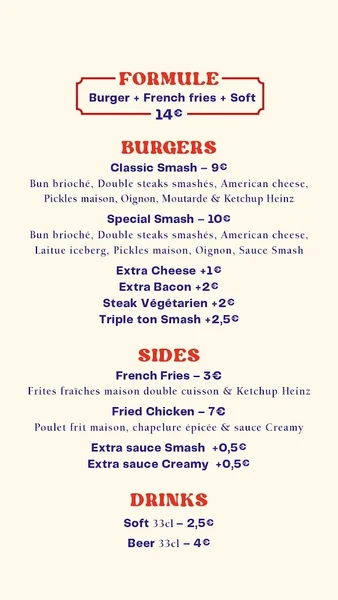 menu 0 of Smash Burger Joint