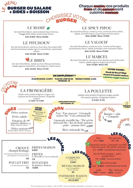 menu 0 of Les Bibi's Burger