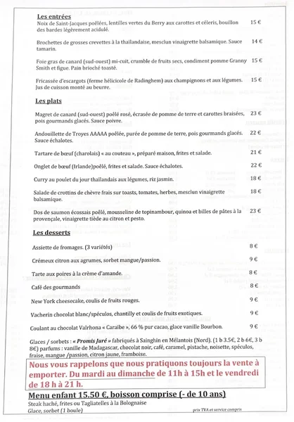 menu 0 of Le Bistrot d'Arnaud