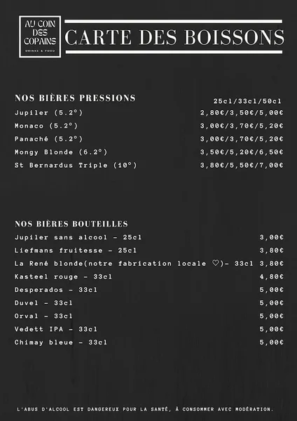 menu 1 of Au coin des copains